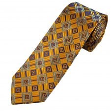 Tresanti Celeste Orange, Gold, Royal Blue & Silver Square Patterned Men's Silk Tie