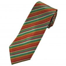 Tresanti Celeste Orange, Red, Fuchsia, Green, Blue & Ivory Striped Men's Silk Designer Tie