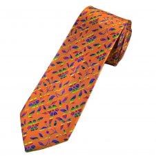 Tresanti Celeste Orange, Royal Blue, Purple, Green, Red & Yellow Flower Patterned Men's Silk Tie