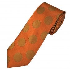 Tresanti Celeste Orange & Rust Orange Circle Pattern Men's Silk Designer Tie