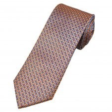 Tresanti Celeste Orange, Silver Grey & Royal Blue Square Pattern Men's Silk Tie
