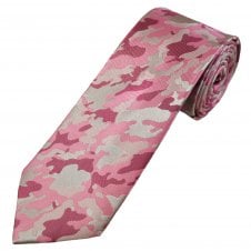 Tresanti Celeste Pink Camouflage Men's Silk Designer Tie