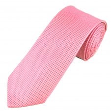 Tresanti Celeste Pink & Silver Micro Checked Patterned Men's Silk Designer Tie