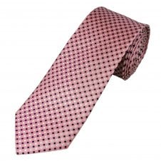 Tresanti Celeste Pink, Silver & Navy Blue Polka Dot Patterned Men's Silk Tie