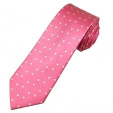 Tresanti Celeste Pink & Silver-White Polka Dot Men's Silk Tie