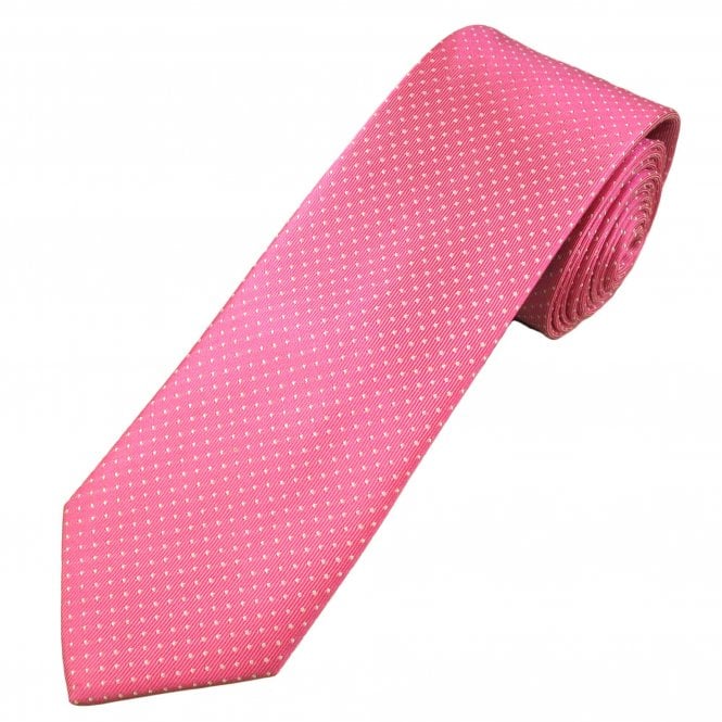 Tresanti Celeste Pink & White Polka Dot Men's Silk Tie