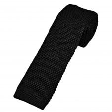 Tresanti Celeste Plain Black Men's Silk Knitted Tie