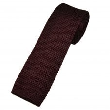 Tresanti Celeste Plain Burgundy Men's Silk Skinny Knitted Tie