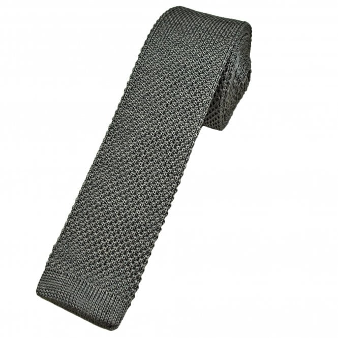Tresanti Celeste Plain Grey Men's Silk Skinny Knitted Tie