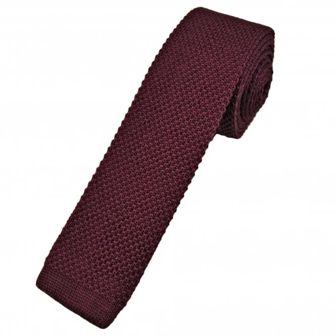 Tresanti Celeste Plain Maroon Men's Wool Skinny Knitted Tie