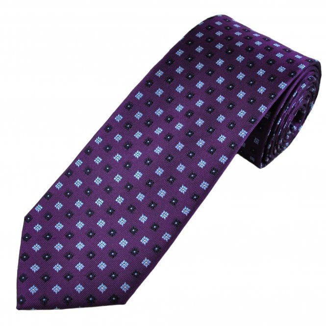 Tresanti Celeste Plum, Black & Light Blue Pattern Men's Silk Designer Tie