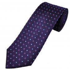 Tresanti Celeste Plum Purple, Plum & Light Blue Diamond Pattern Men's Silk Designer Tie