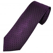 Tresanti Celeste Purple & Black Checked Stripe Men's Silk Designer Tie