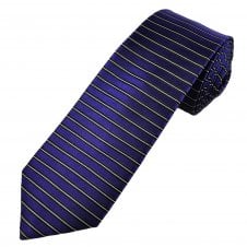 Tresanti Celeste Purple, Black & White Horizontal Striped Men's Silk Designer Tie