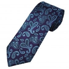 Tresanti Celeste Purple, Light Blue & Black Paisley Men's Silk Designer Tie