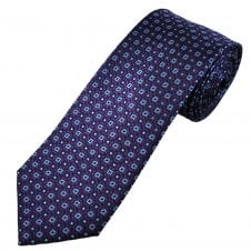 Tresanti Celeste Purple, Light Blue & Navy Flower Pattern Men's Silk Designer Tie
