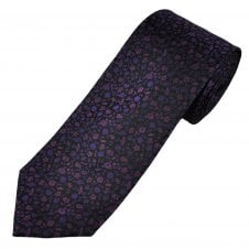 Tresanti Celeste Purple, Magenta & Black Flower Pattern Men's Silk Designer Tie