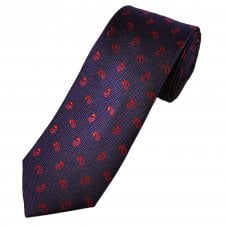 Tresanti Celeste Purple & Navy Blue Check with Red Paisley Silk Men's Designer Tie