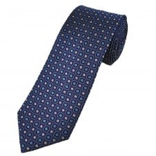 Tresanti Celeste Purple, Navy, Blue & Silver Motif Patterned Silk Men's Designer Tie