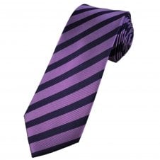 Tresanti Celeste Purple, Navy & Lavender Striped Silk Men's Designer Tie