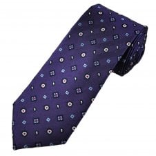 Tresanti Celeste Purple, Navy, Light Blue, Cerise Pink & Silver Patterned Men's Silk Designer Tie