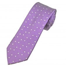 Tresanti Celeste Purple & Silver-White Polka Dot Men's Silk Tie