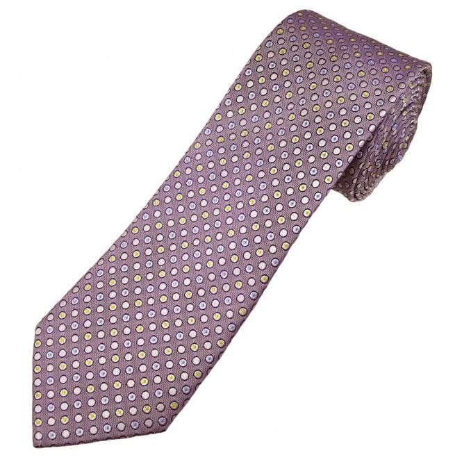 Tresanti Celeste Purple, Silver, Yellow & Blue Circles Men's Silk Tie