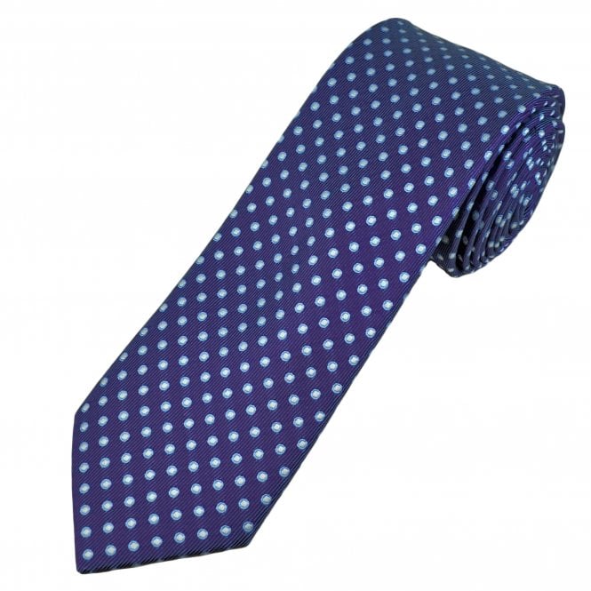 Tresanti Celeste Purple with Light Blue & Silver Dot Pattern Men's Silk Designer Tie