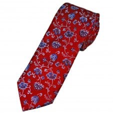 Tresanti Celeste Red, Arctic Blue & Cobalt Blue Pattern Men's Silk Tie