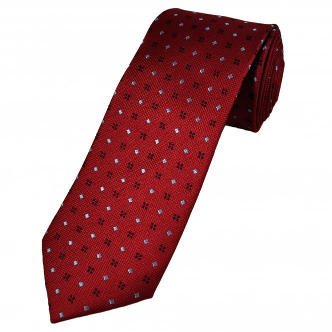 Tresanti Celeste Red, Black & Light Blue Patterned Silk Men's Designer Tie