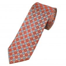 Tresanti Celeste Red, Blue & Silver Patterned Men's Silk Tie