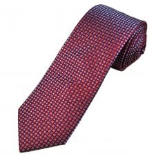 Tresanti Celeste Red, Blue & Silver Square Pattern Men's Silk Tie