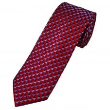 Tresanti Celeste Red, Burgundy, Blue & Fuchsia Geometric Pattern Men's Designer Silk Tie