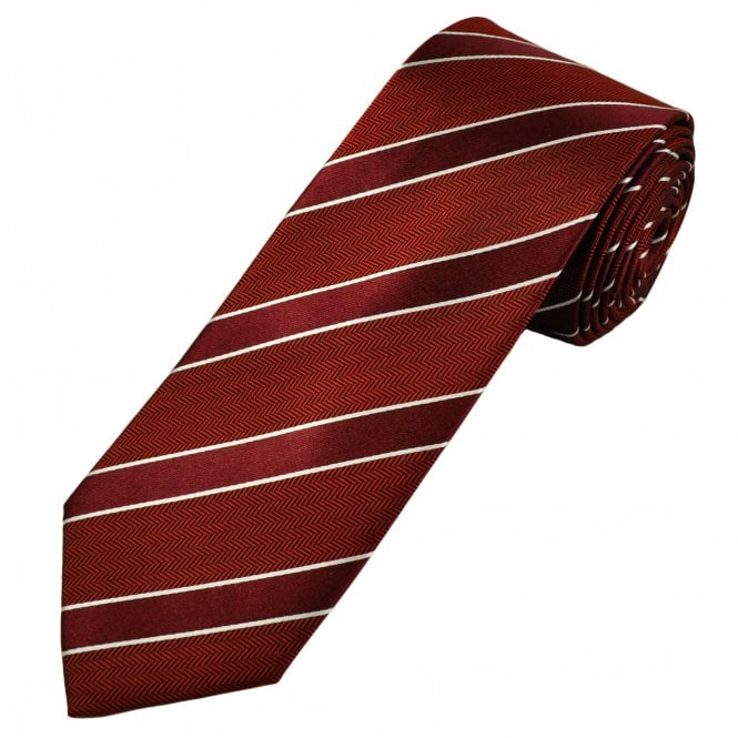 Tresanti Celeste Red, Burgundy & White Stripe Men's Silk Tie