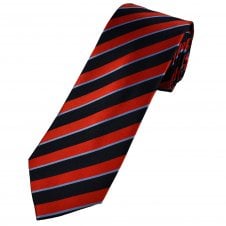 Tresanti Celeste Red, Light Blue & Navy Striped Men's Silk Designer Tie