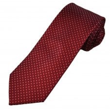 Tresanti Celeste Red, Navy Blue Circles & Silver Dots Pattern Men's Silk Tie