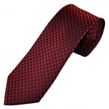 Tresanti Celeste Red & Navy Blue Houndstooth Patterned Men's Silk Tie