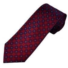 Tresanti Celeste Red, Navy & Light Blue Pattern Men's Silk Tie