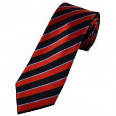 Tresanti Celeste Red, Navy & Light Blue Striped Men's Silk Designer Tie