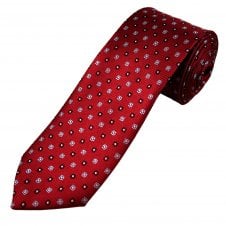 Tresanti Celeste Red, Navy, Light Blue & White Patterned Men's Silk Designer Tie