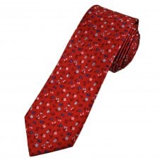 Tresanti Celeste Red, Navy, Pink, Light Blue & Burgundy Flower Pattern Men's Designer Silk Tie
