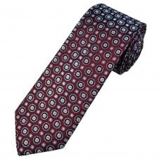 Tresanti Celeste Red, Navy, Sky Blue & White Pattern Men's Silk Designer Tie