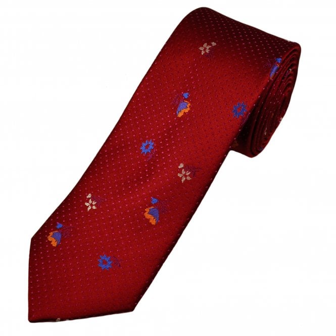 Tresanti Celeste Red, Pink & Multi Coloured Flowers Men's Silk Designer Tie