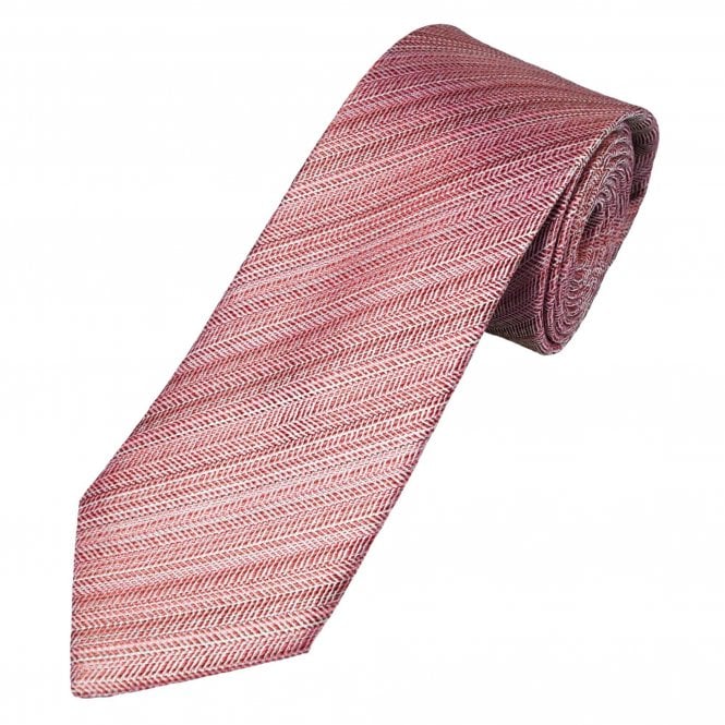 Tresanti Celeste Red, Pink & Silver Chevron Patterned Men's Silk Tie