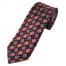 Tresanti Celeste Red, Pink, Silver, Navy, White & Light Blue Checked Men's Silk Tie