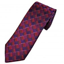 Tresanti Celeste Red, Purple, Pink & Fuchsia Diamond Pattern Silk Men's Designer Tie