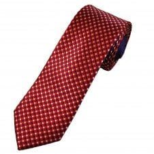 Tresanti Celeste Red, Royal Blue & White Checked Men's Silk Tie (With Contrast Tail)