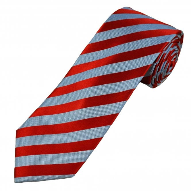 Tresanti Celeste Red & Sky Blue Stripe Men's Silk Tie
