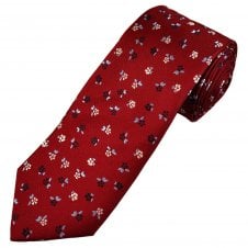 Tresanti Celeste Red, White, Navy & Sky Blue Flower Pattern Men's Silk Tie