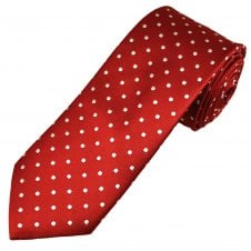 Tresanti Celeste Red & White Polka Dot Men's Silk Tie